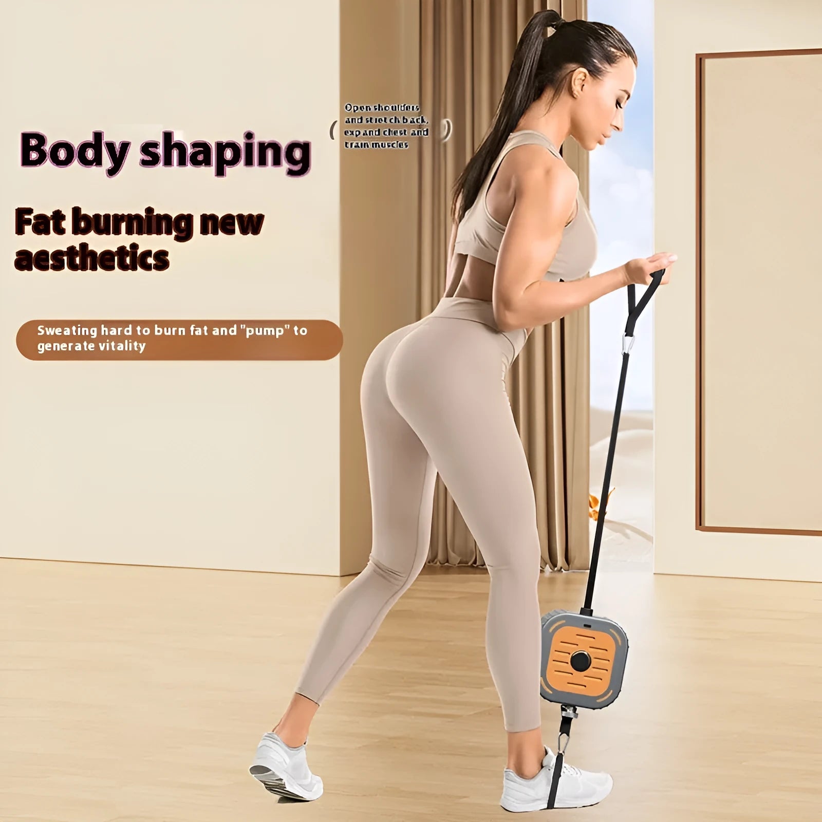 ABS power pump chest expander for home strength training in navy blue or vibrant orange