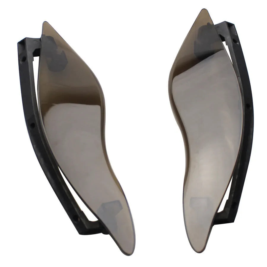 Pair of smoked ABS plastic windshield side wing extensions for Harley Davidson Glide motorcycles