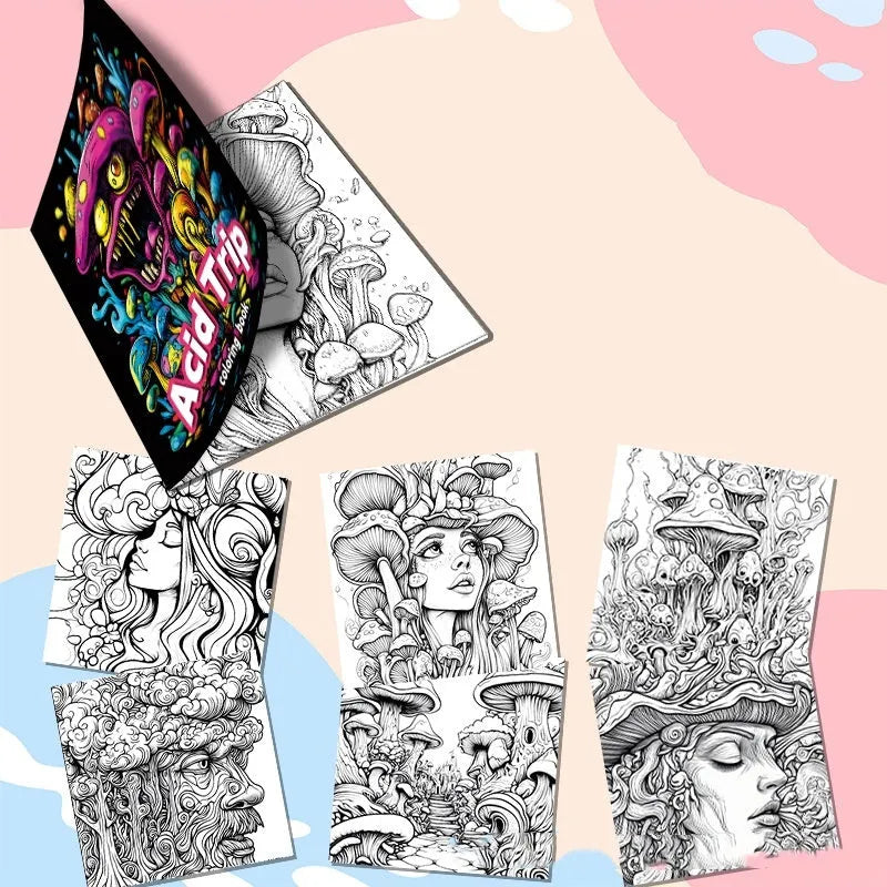 Acid tour colour painting book measuring 200mm in length for drawing and sketching