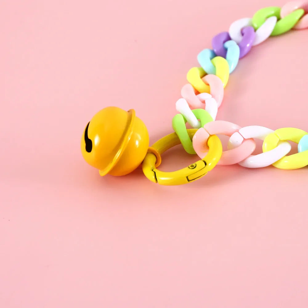 Plastic pet collar in macaron candy colours with chain design for cats, dogs, and rabbits