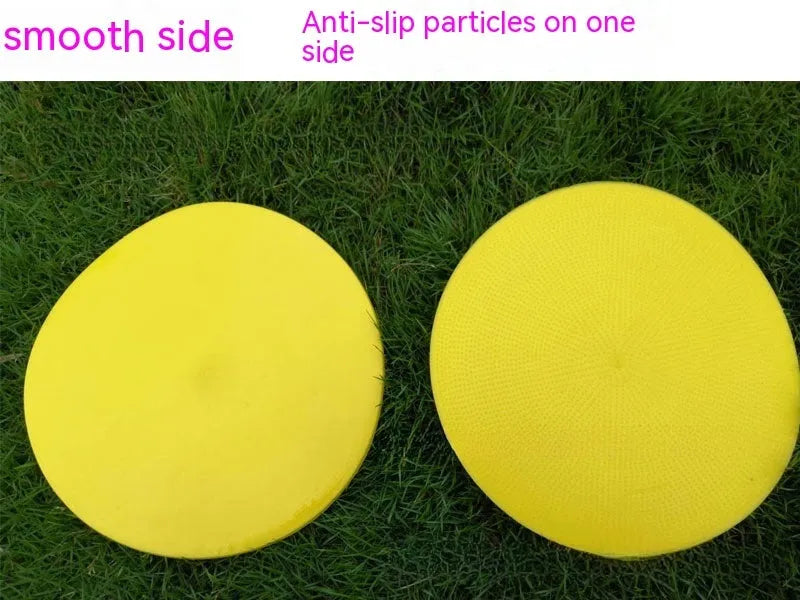 Soft yellow TPE football training landmark pad, a flat 23cm disc for field marking.