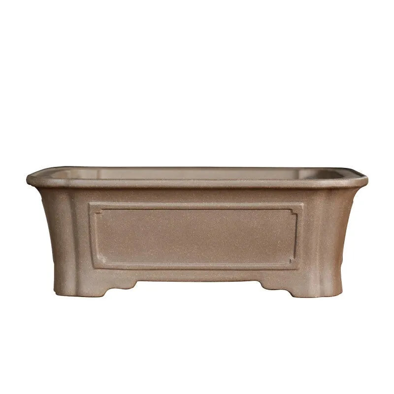 Purple sand rectangular manger flower pot with antique classical design for bonsai display