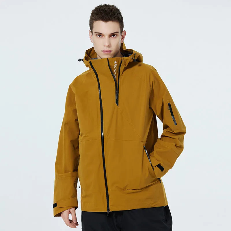 Unisex ski suit in yellow, black, or grey with windproof waterproof construction for snow sports