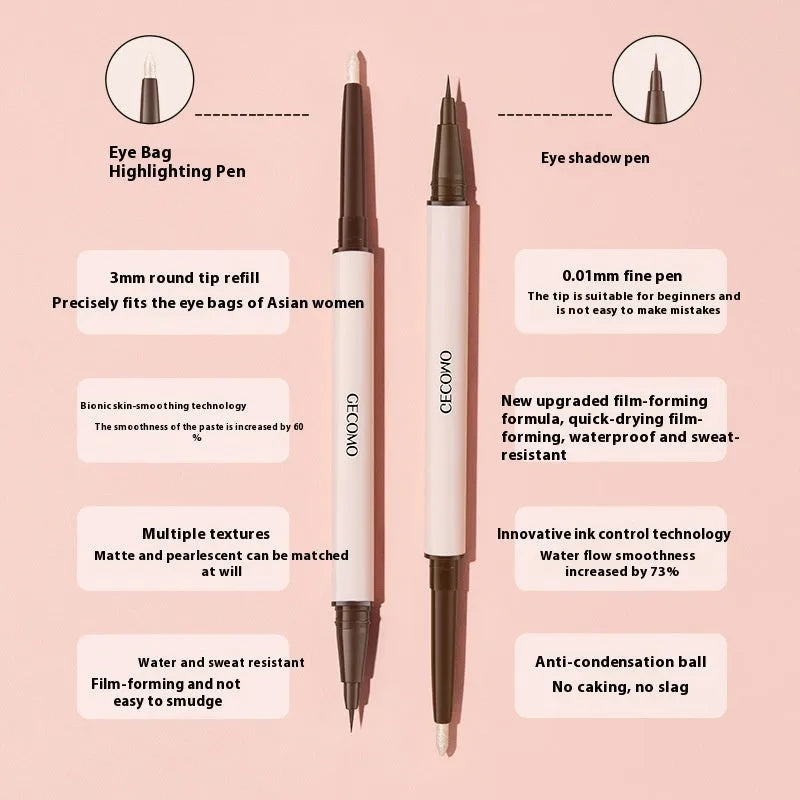 Double-headed silkworm pen eyeliner with stereoscopic star eyes design