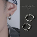 Men's copper geometric earrings in hip hop style showing 10mm and 14mm size options