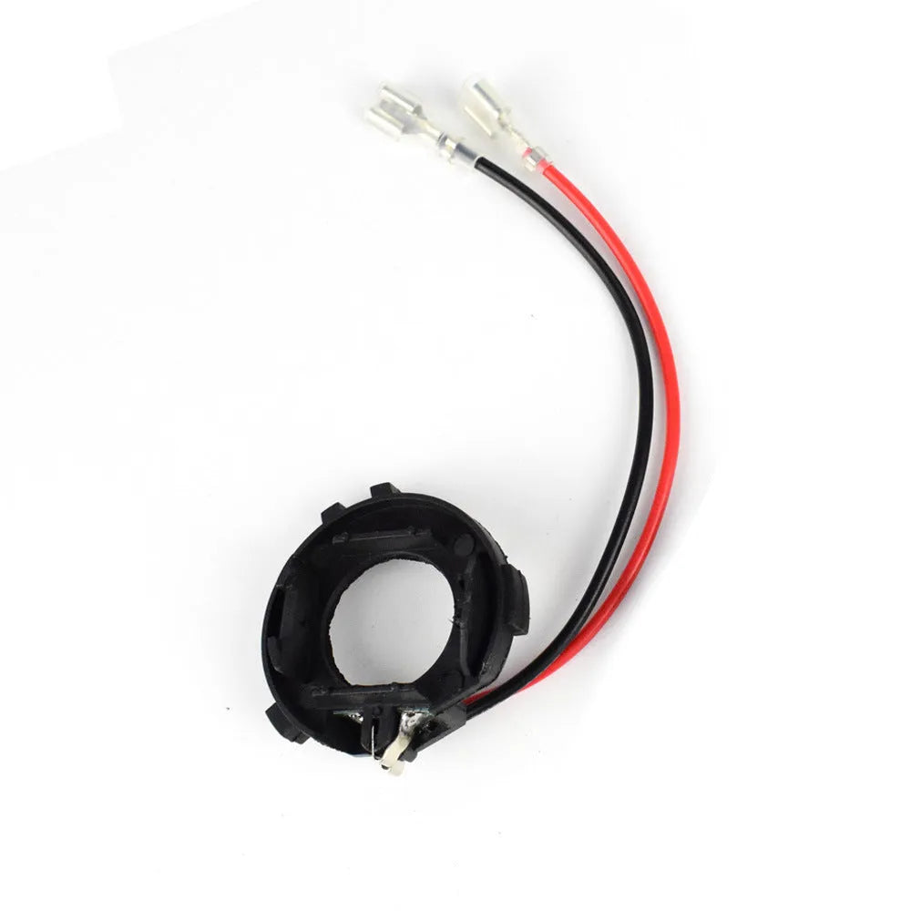 Black H7 LED headlight adapter bracket for Volkswagen Golf Jetta models with copper wiring