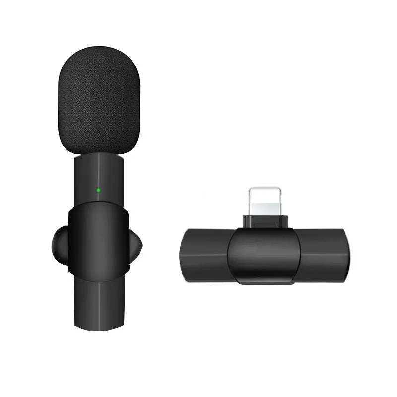 K10 wireless lavalier microphone for mobile phones with Type-C or Lightning charging interface