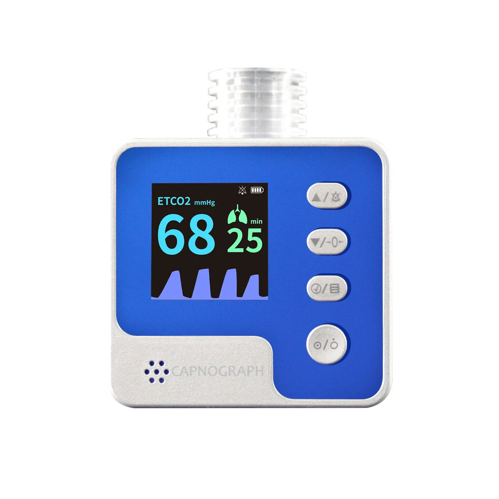 Veterinary mainstream CO2 capnograph CA10M monitor with ETCO2 and respiration rate display, alarm indicator, and battery power