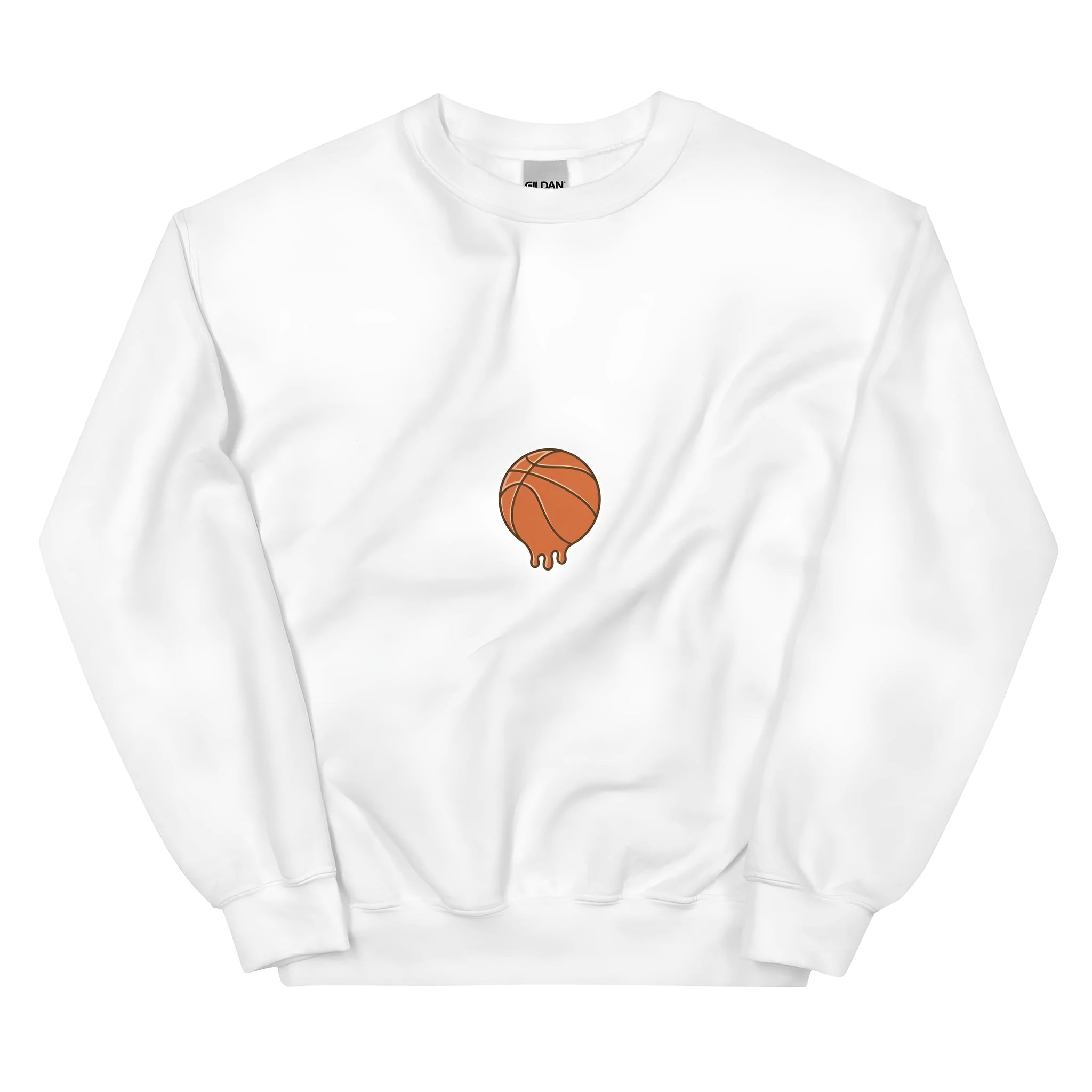 White printed cotton blend hooded sweatshirt with side pocket, shown in a loose fit.