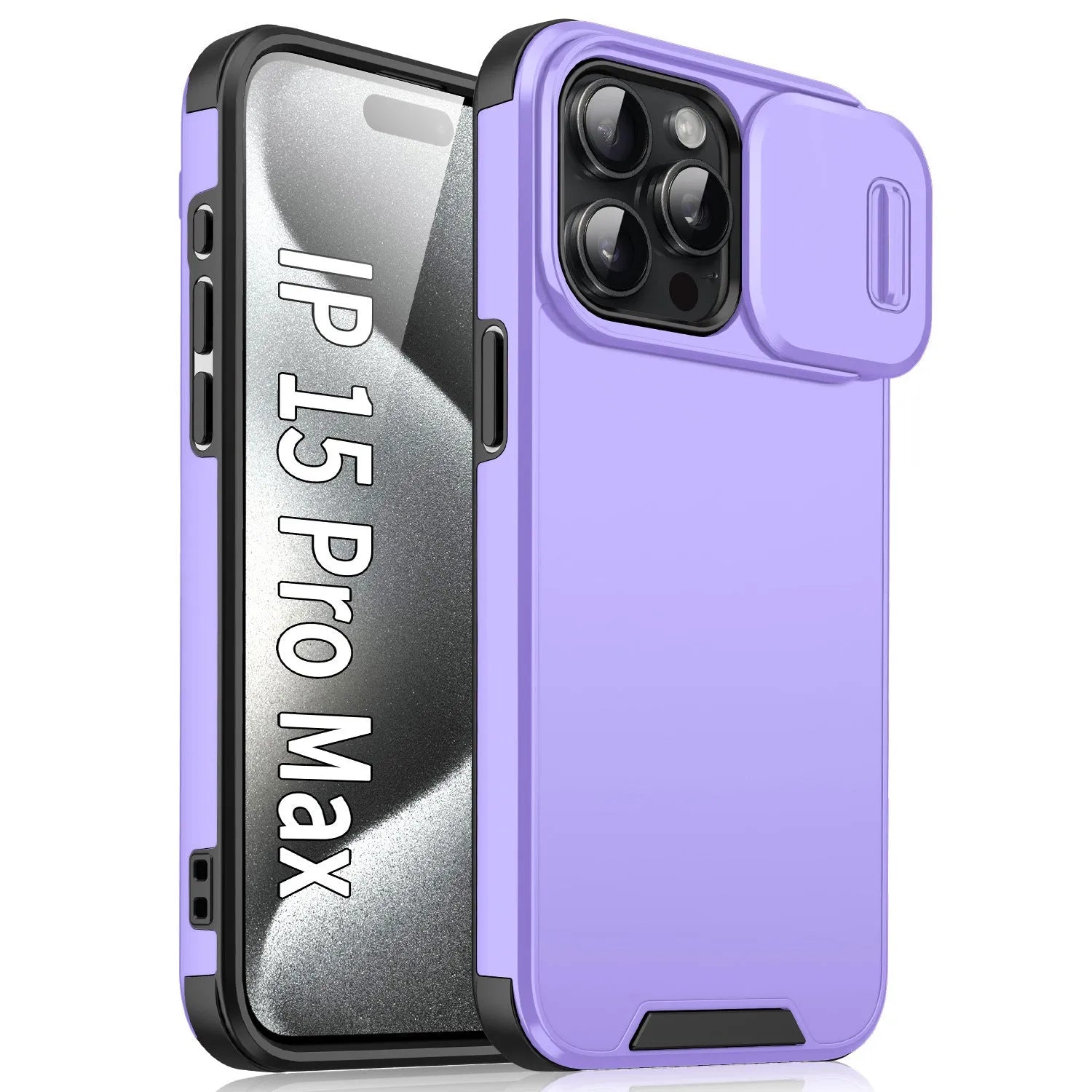 Simple sliding window phone case in black frosted TPU PC finish for iPhone 14 Pro Max