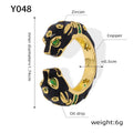 Black geometric cheetah pattern open ring for women, size 7