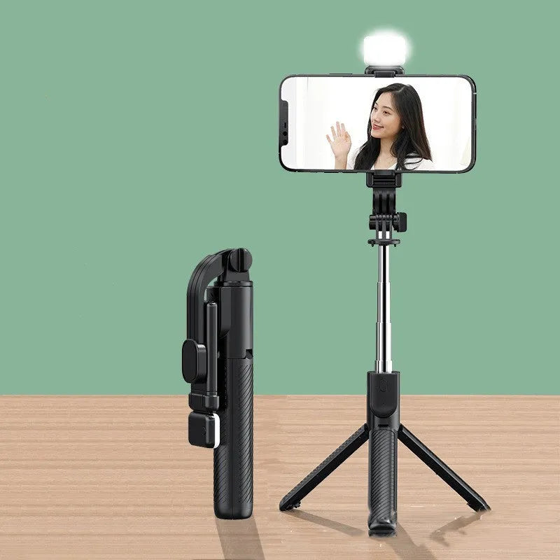 Integrated selfie stick Bluetooth remote tripod stand ABS stainless steel phone holder Beautify Light