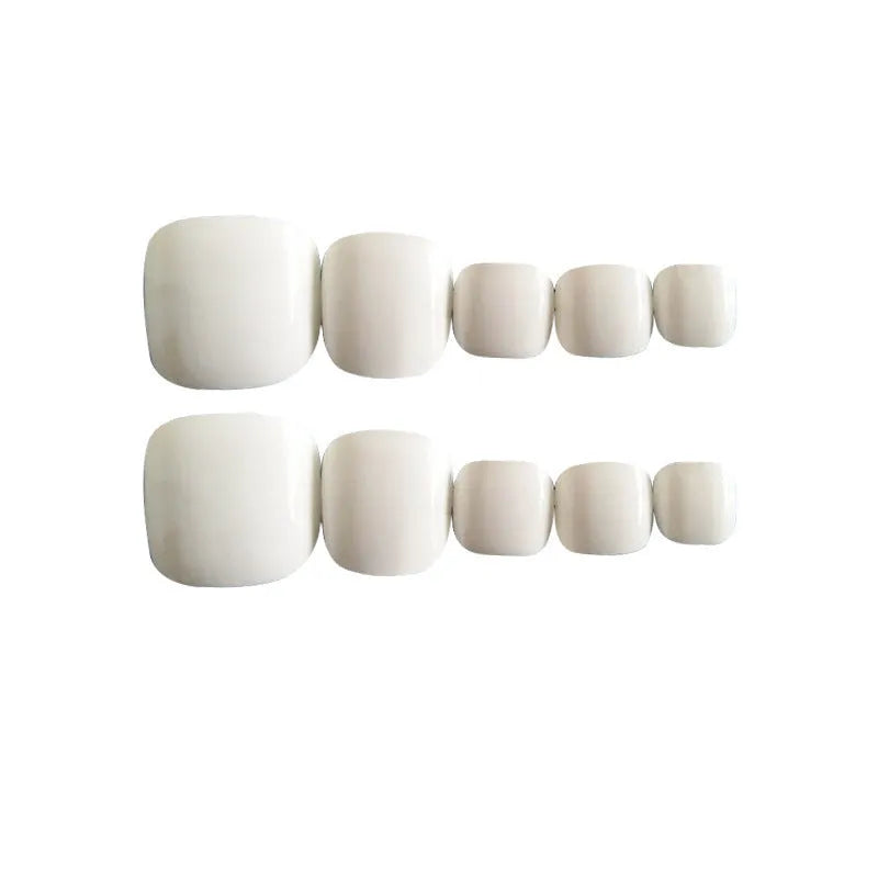 White false nails with starry sky pattern, 12-piece set with adhesive glue