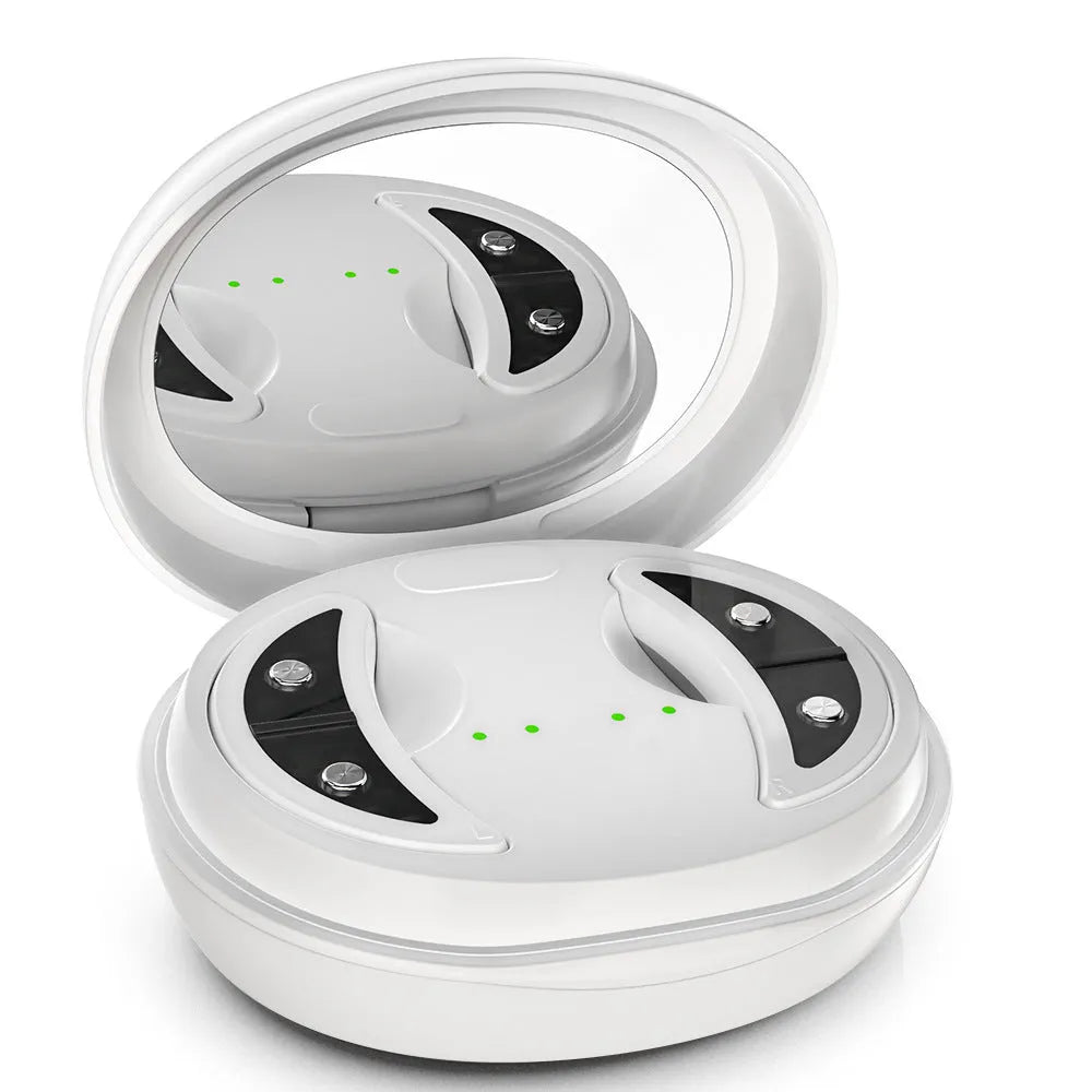 White wireless red light EMS eye and facial massager device for home skincare