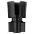 Matte black car cup holder expander with adjustable base for large bottles.