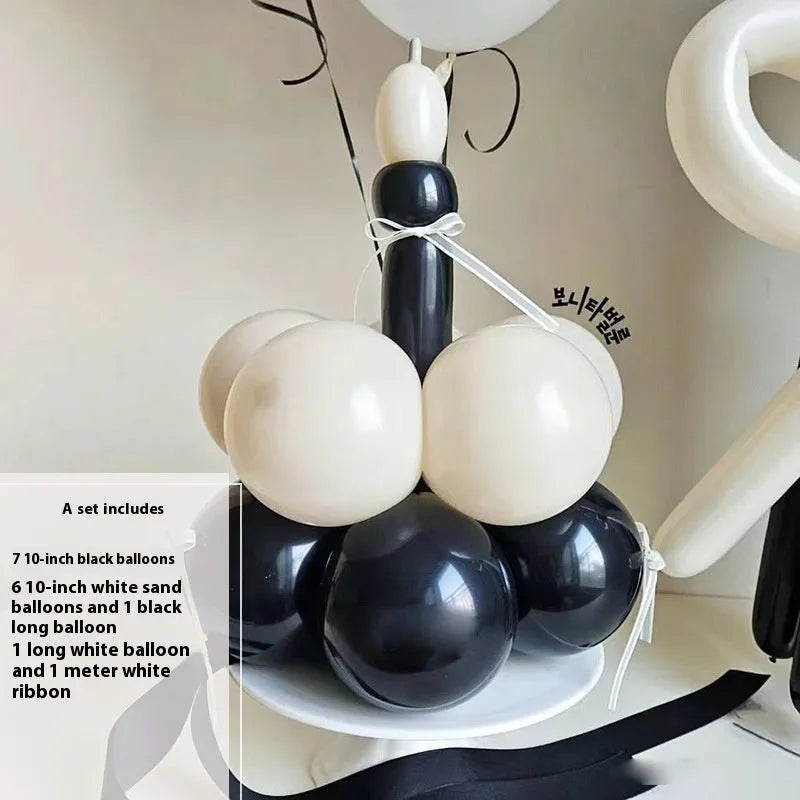 Balloon bouquet DIY kit for cake decoration showing round balloon arrangement materials