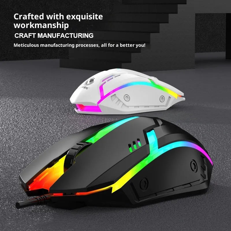 Large weighted wired USB gaming mouse in black, with ergonomic shape and scroll wheel