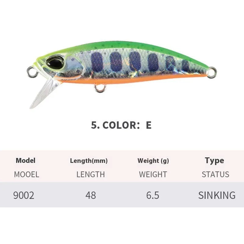 Japanese submerged Mino fishing lure for mandarin fish and snakehead, 48mm length