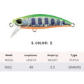 Japanese submerged Mino fishing lure for mandarin fish and snakehead, 48mm length