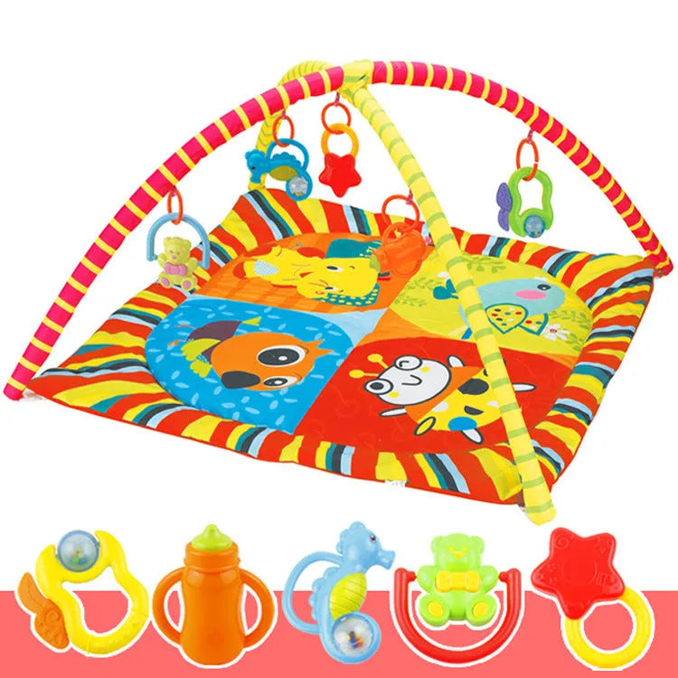 Baby gymnastic rack game blanket velvet playmat with crawling carpet in animal designs