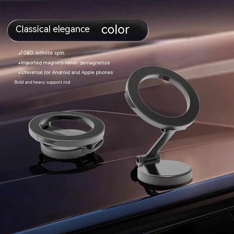 All-metal foldable magnetic car phone mount for dashboard or windscreen mounting