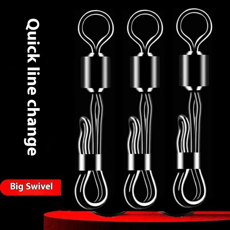 Brass fishing quick line change clamp with barrel swivel bearing and 8-word ring quick release