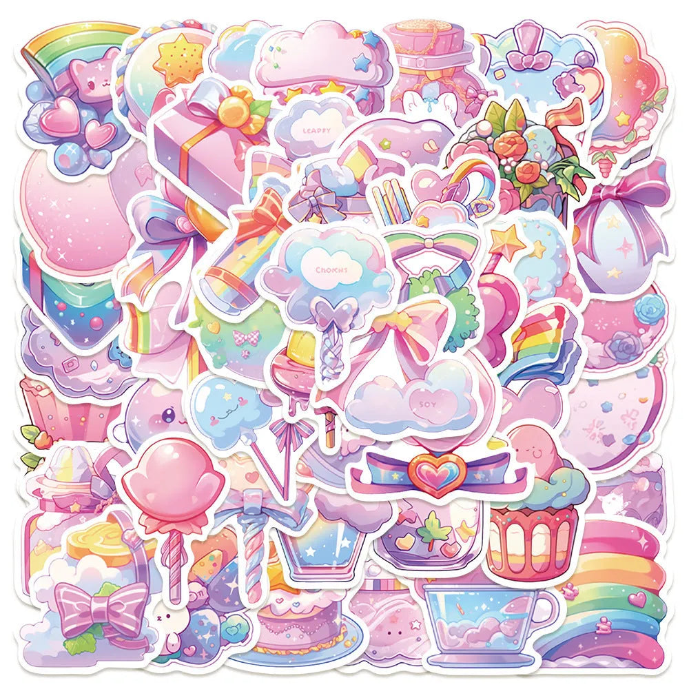Cute candy small object decorative waterproof stickers in fresh colours for hand account decoration