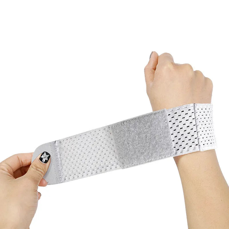 A pair of high elastic breathable athletic wristguards in black, grey, or pink colours.