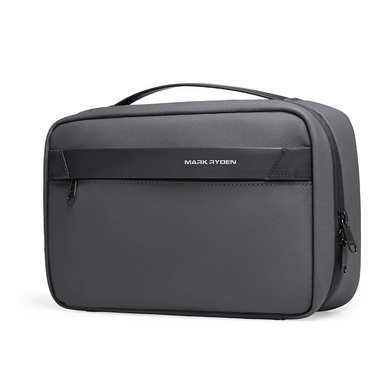 Oxford cloth wet dry separation multi-layer storage bag in graphite gray with sewing line detail.