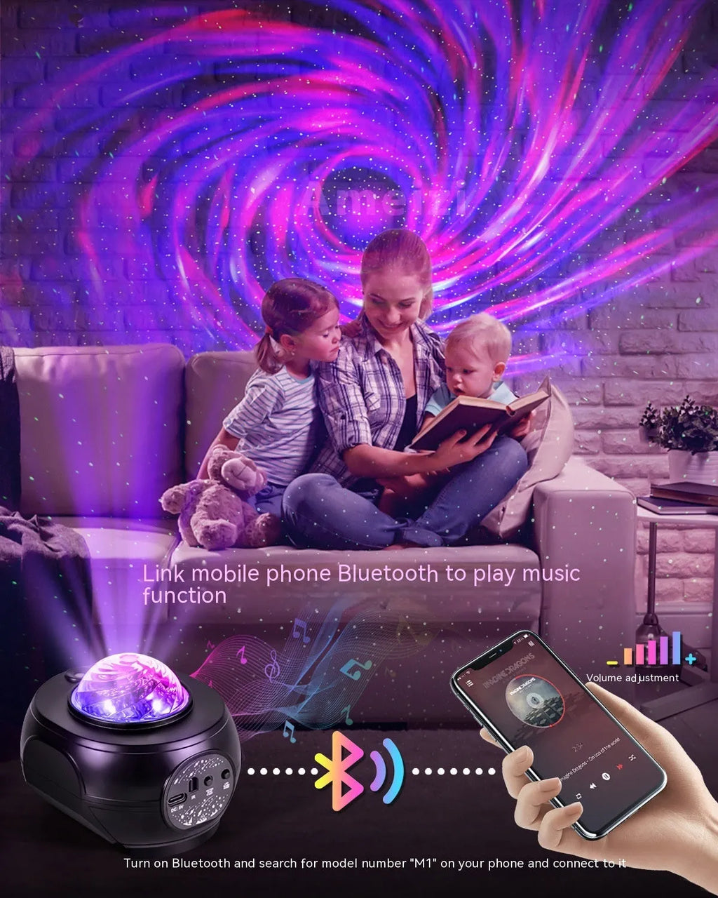 APP starry sky projector music night lamp with remote control and USB cable
