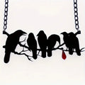 Black crow necklace with electroplated alloy chain and animal zodiac modelling for gothic fashion