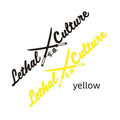 Yellow and white car rear windshield sticker with letters and numbers in two size options.