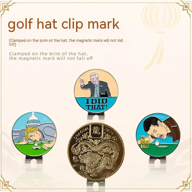 Zinc alloy hat clip for golf caps with personalised Dragon Year pattern design
