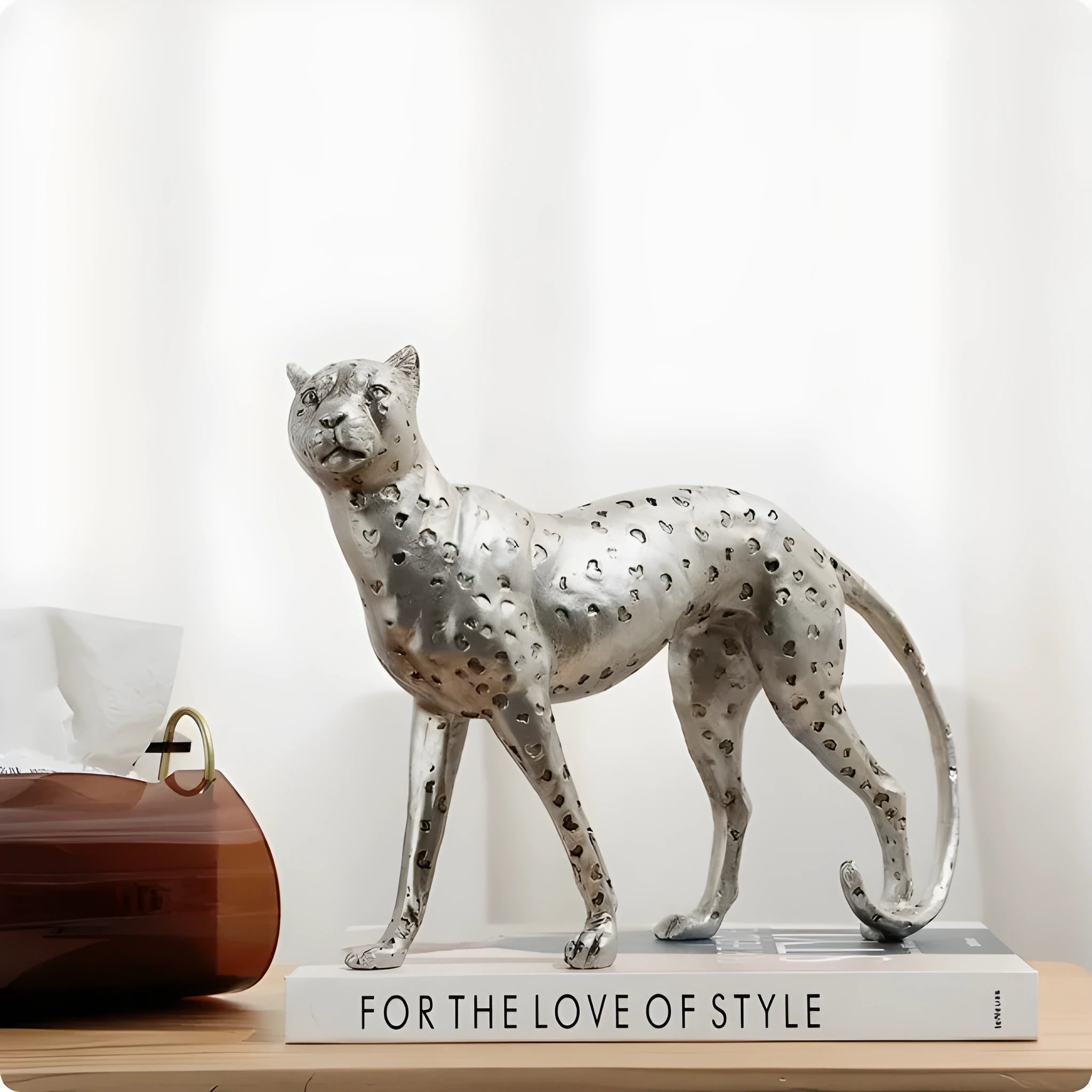 American Leopard resin ornament in modern style available in small large and walking posture sizes for home decoration