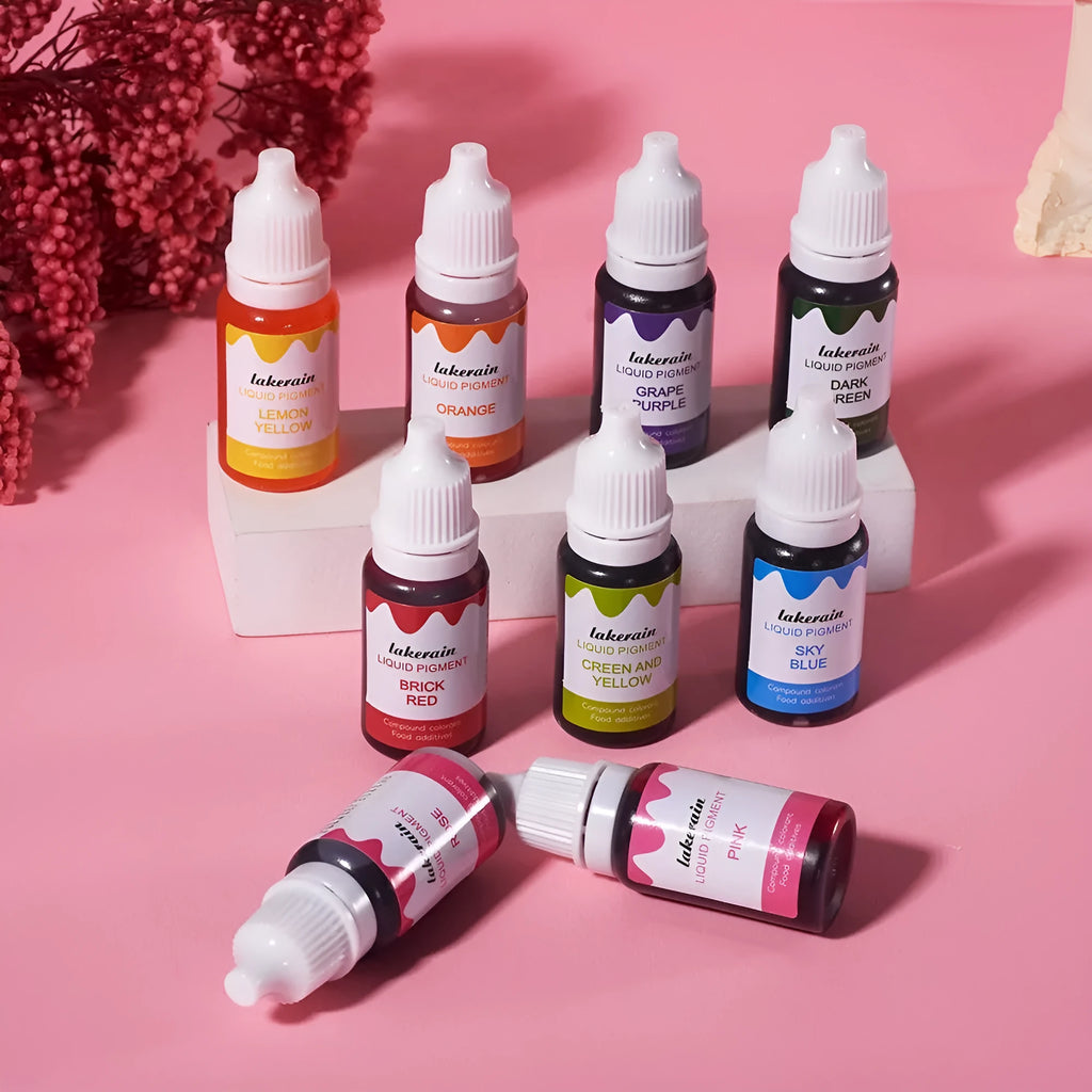 Set of 24 natural pigment bottles for handmade soap and food colouring, each 2.2x2.2x6cm