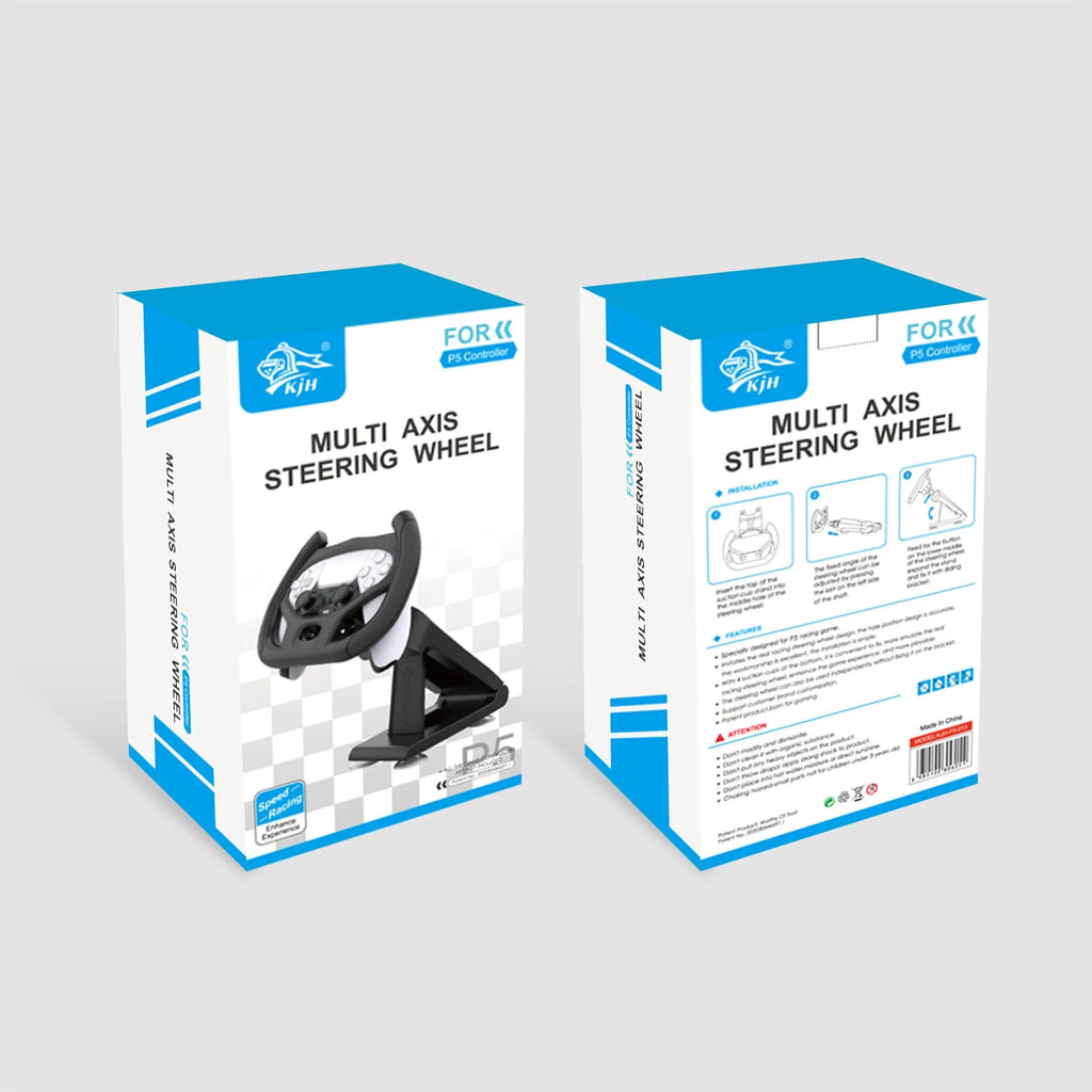Black ABS plastic gamepad steering wheel bracket with suction cup mount holding a mobile phone.