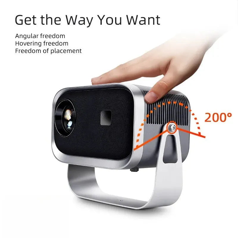4K Android smart portable projector for home cinema with mobile phone projection capability