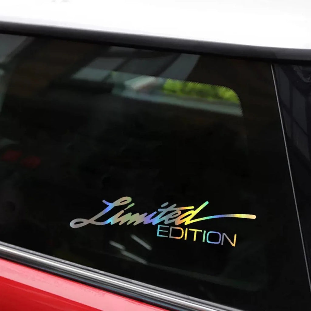 Black laser reflective car sticker with text design on PET film material