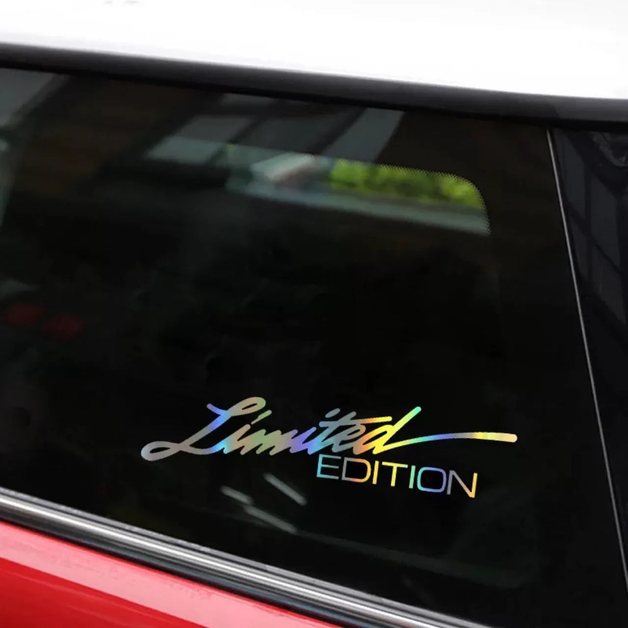 Black laser reflective car sticker with text design on PET film material