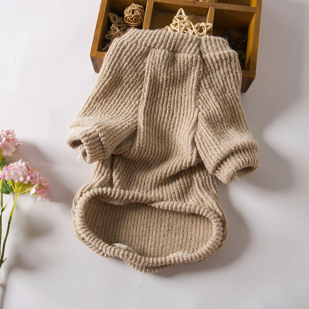 Brown cloth sweater pullover for small dog on Bichon Pomeranian Teddy Schnauzer