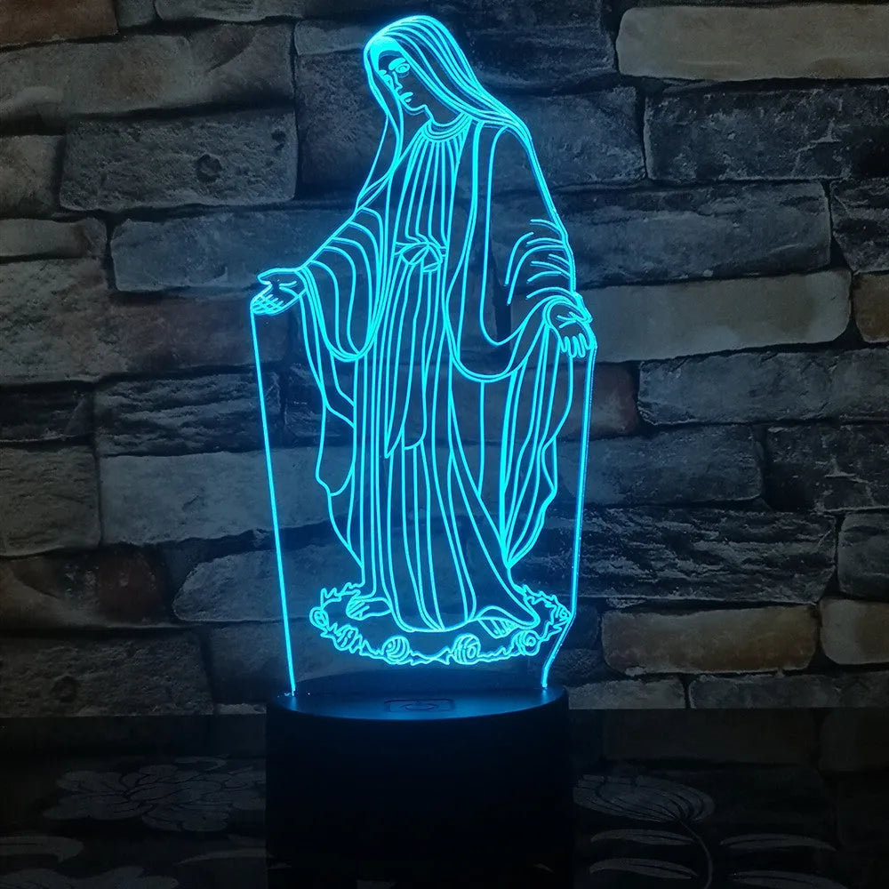 3D LED night light showing laser-engraved acrylic dual ring pattern with colourful illumination effects