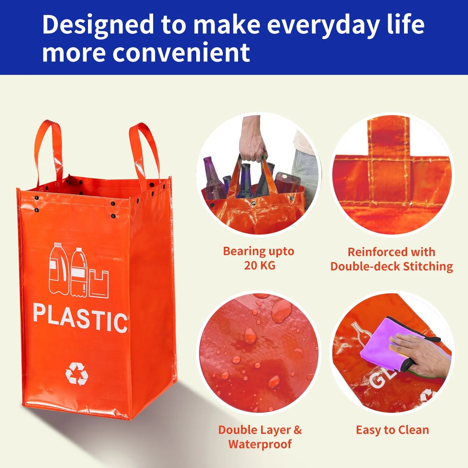 PP plastic garbage bag 40L capacity in multiple colours for home and office waste bin