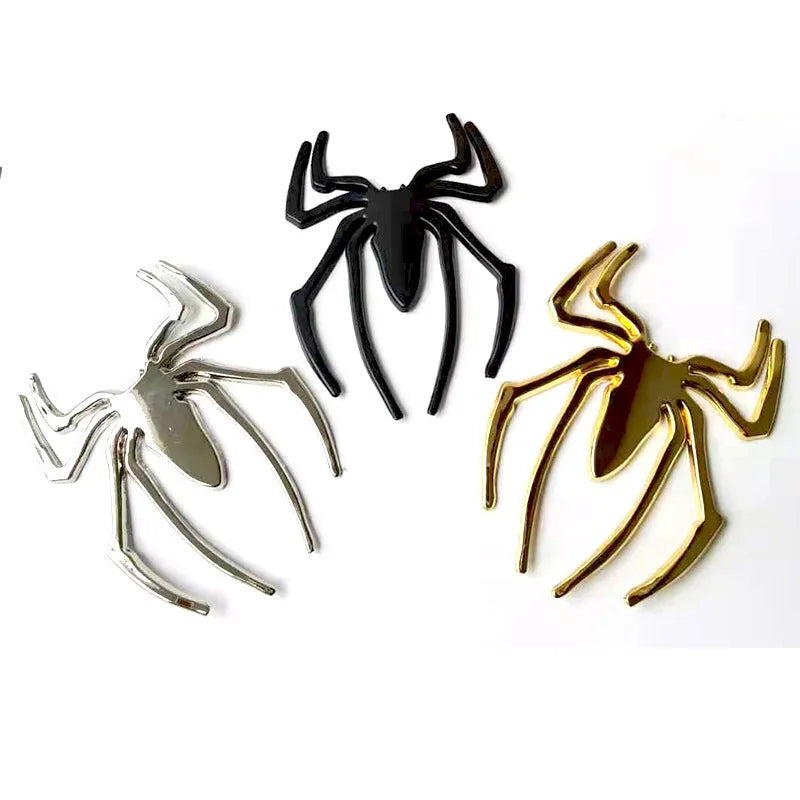 3D metal spider car bumper sticker in zinc alloy measuring 7x5cm