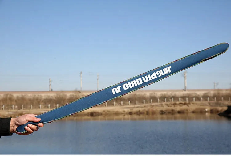 Brown cotton telescopic fishing rod bag measuring 95cm for protecting fishing poles