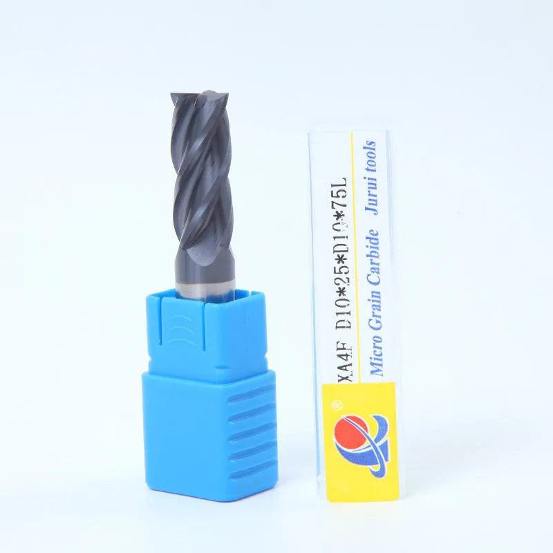 Carbide milling cutter set with straight shank and spiral cutting edge showing multiple diameter options