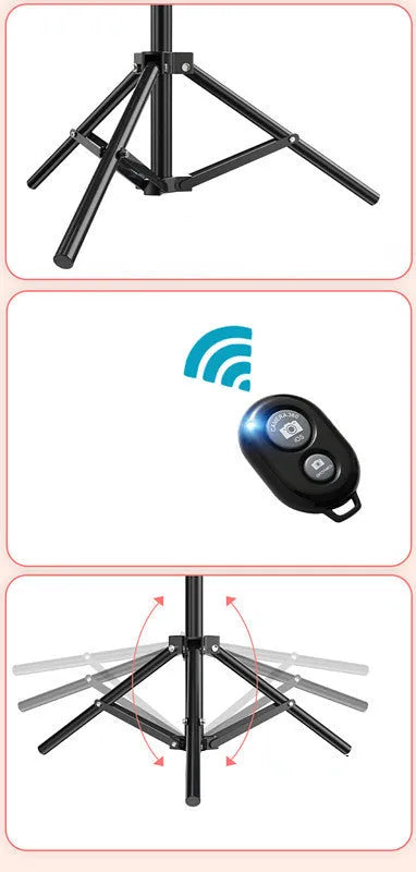 10-inch smartphone ring light on a 19cm adjustable metal tripod stand for selfies and video.