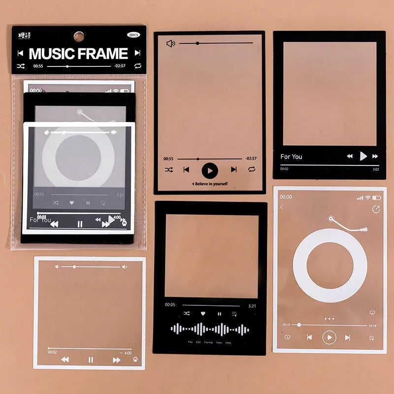 Retro frame sticker collection with 15 transparent sheets for scrapbooking and journal decoration