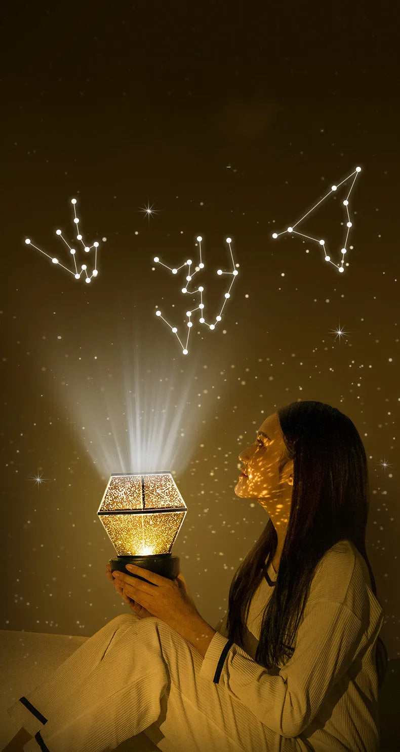 Children's rotating star night light with LED lights in three colour modes