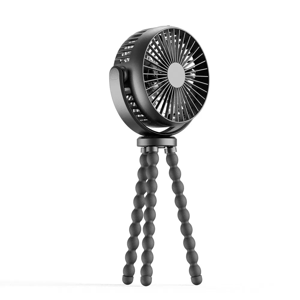 HOMEFISH F2 automatic shake head baby stroller fan with LED light on a detachable bracket