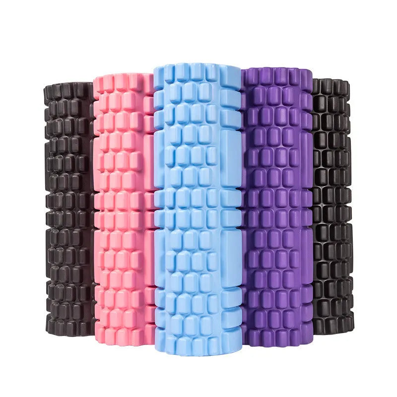 EVA foam roller for fitness recovery in multiple colour options showing cylindrical design